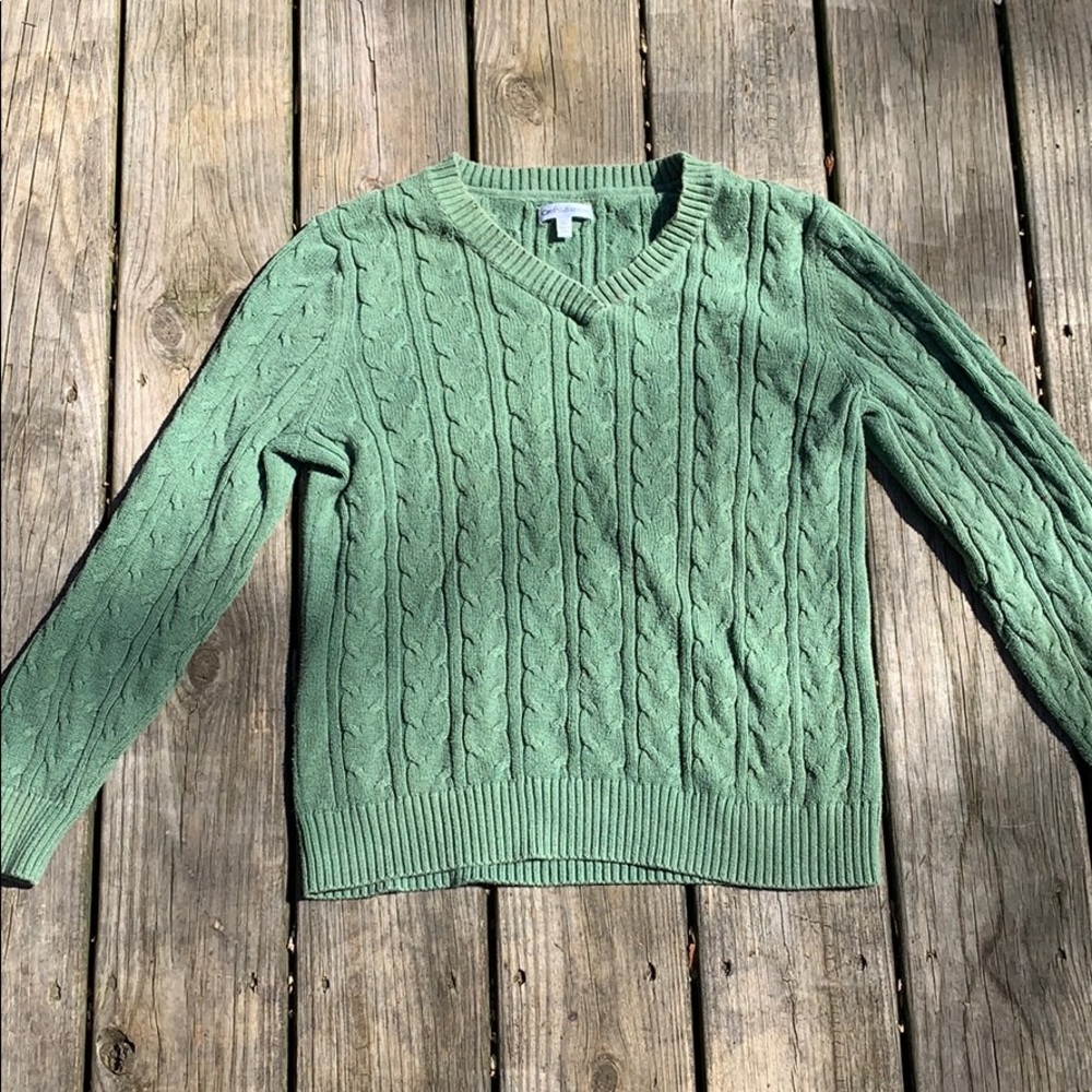 green sweater